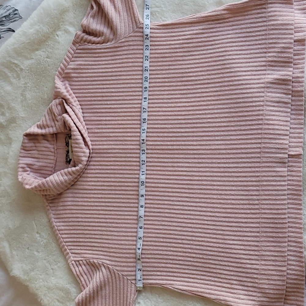Maeve Anthropologie Light Pink Ribbed Cowl Turtleneck Sweater Medium - Picture 7 of 13